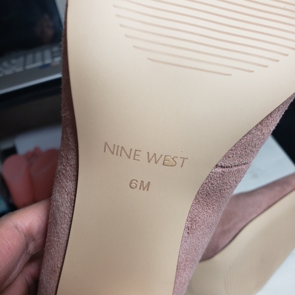 Nine West Udele Medium Pink Suede Block Heels Sz 6M - Picture 8 of 11